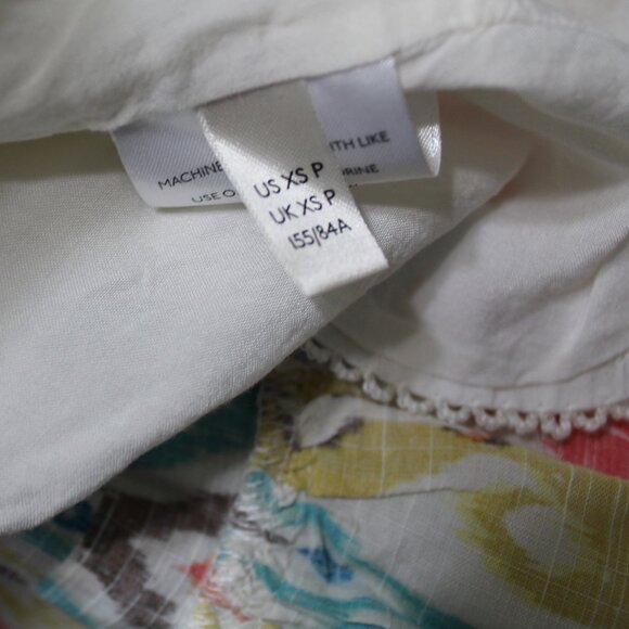 By Anthropologie Felipa Dress Ikat Midi Multicolored smocked waist XS Petite - Picture 10 of 11